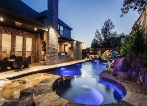Small Pool With Spa and Hardscape