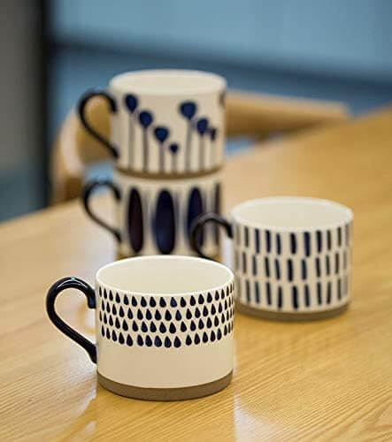6. Koja Hand Painted 15 oz. Porcelain Ceramic Mug Set