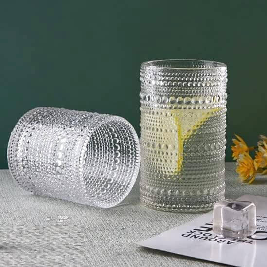 2. 8 Piece Vintage Glass Drinkware Set with Old Fashioned Glasses