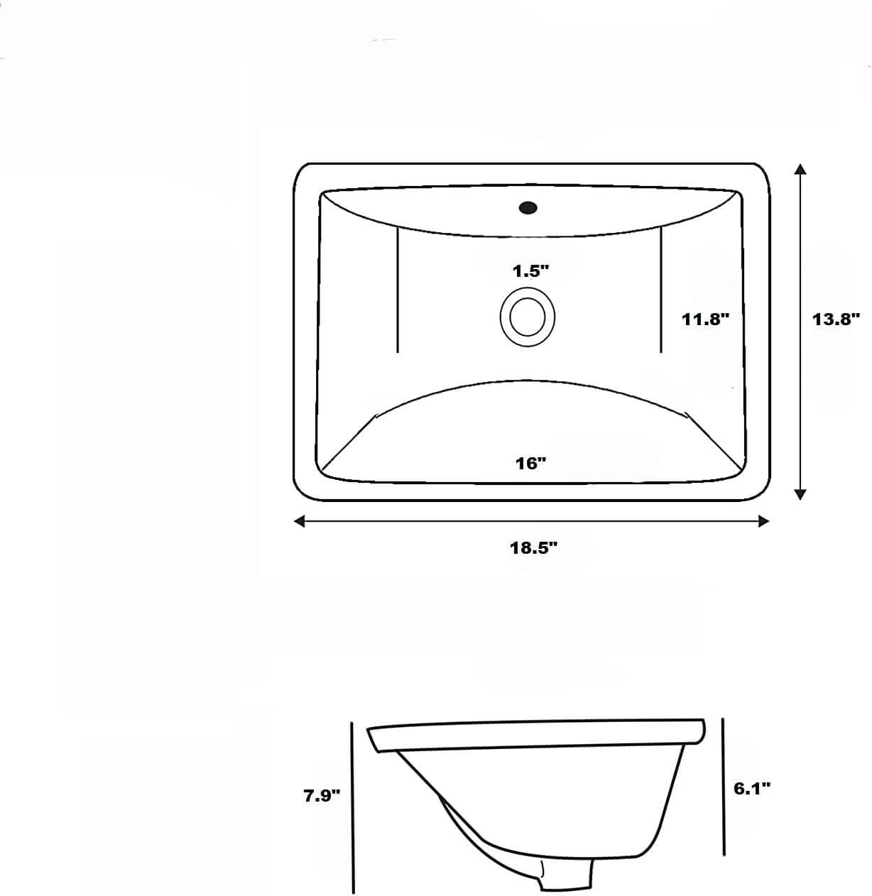 4. Modern Sleek Rectangular Undermount Vanity Sink Porcelain Ceramic