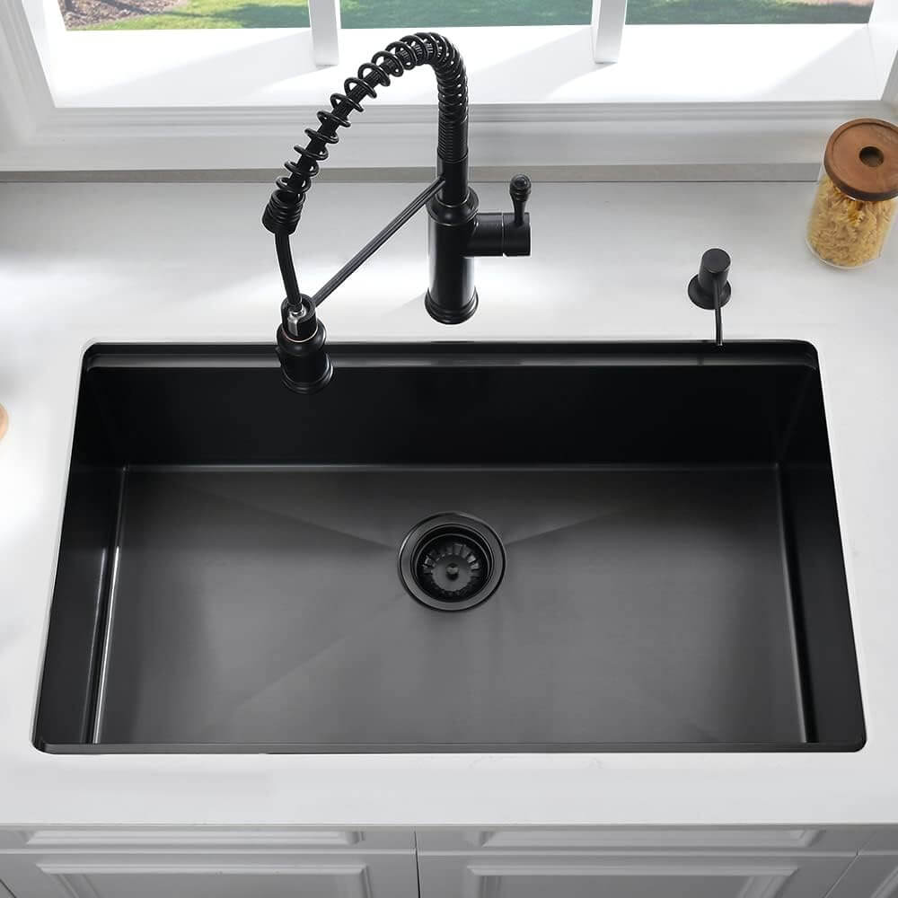 Black 32 Inch Stainless Steel Undermount Kitchen Sink-SOMRXO