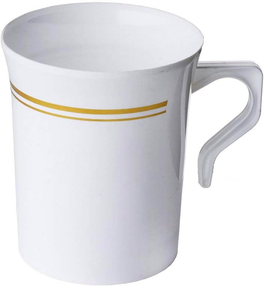 1. BloominGoods 50 Heavyweight Disposable White Plastic 8 oz. Tea Mugs