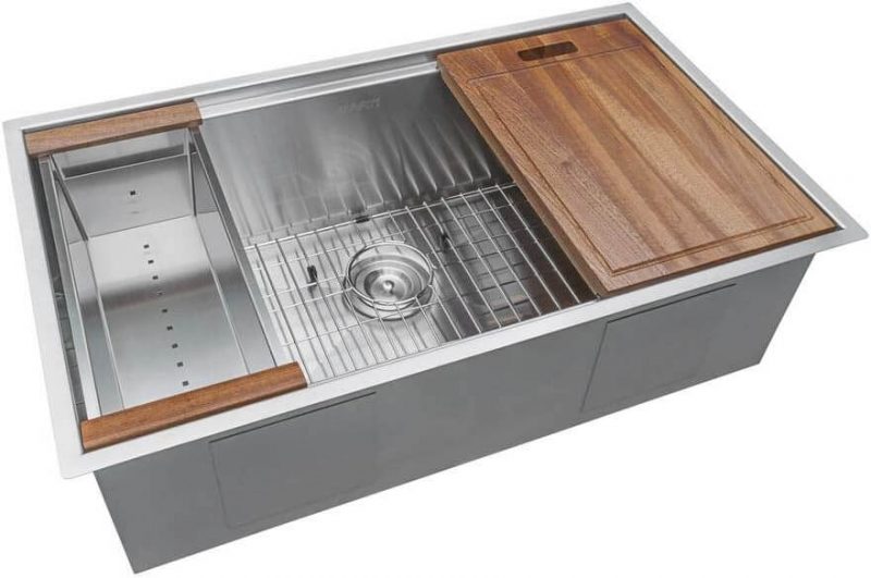 Ruvati 28-inch Workstation Undermount 16 Gauge Stainless Steel Kitchen Sink with Single Bowl Accessory - RVH8309