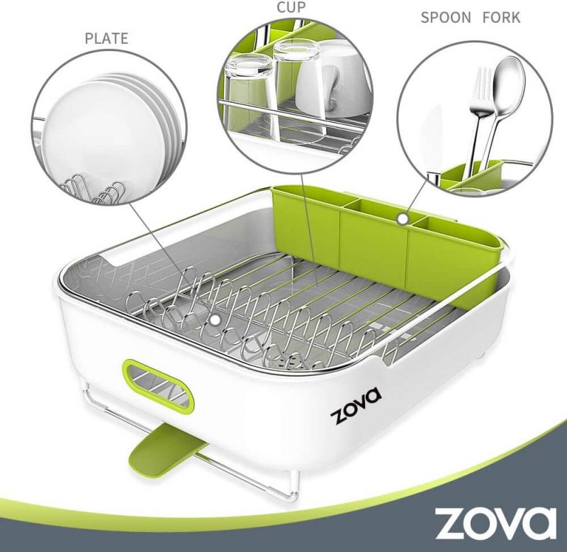 5. Zova Premium Stainless Steel Dish Drying Rack with Swivel Spout