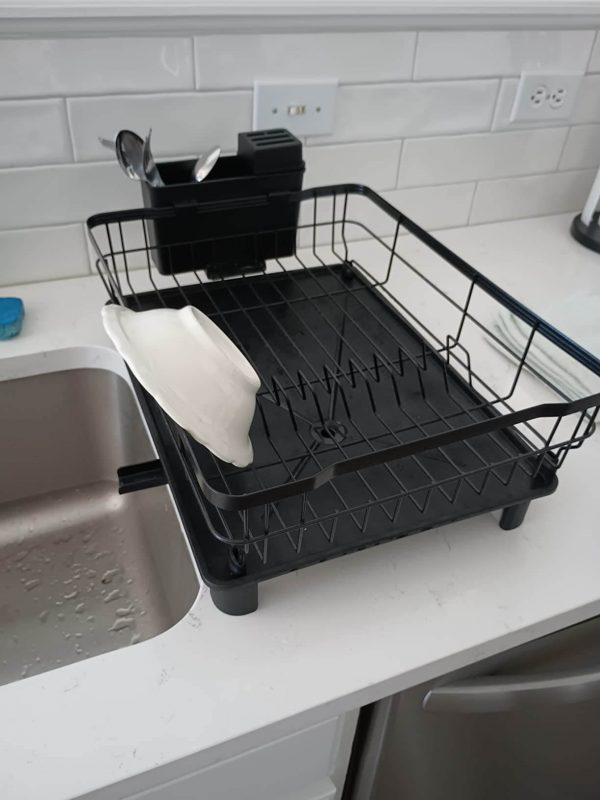 AIDERLY Iron Dish Drying Rack with Drainboard Dish Dryer