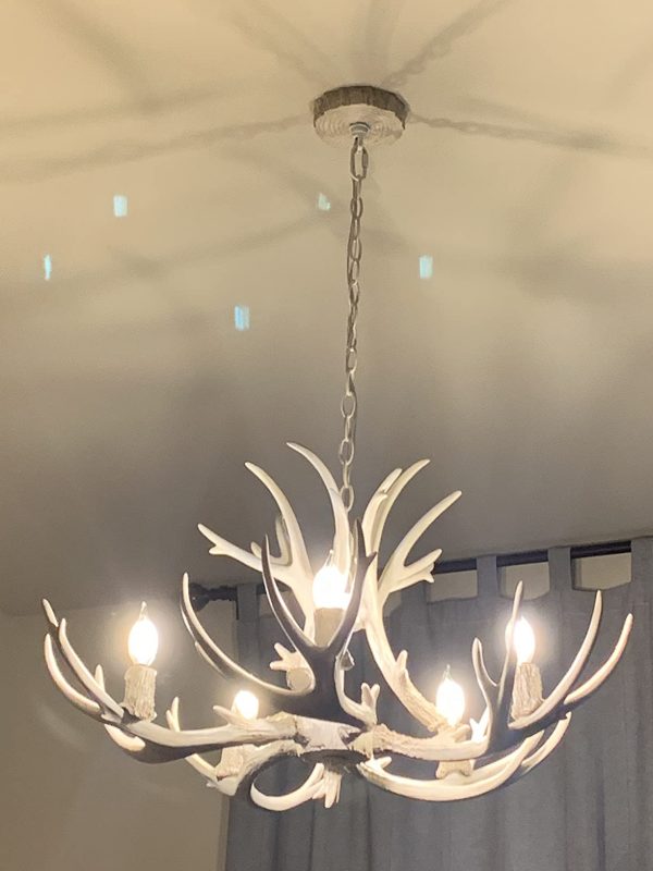 2. LED Hanging Lamp 4 Resin Antler Lights for Dining Room Living Room