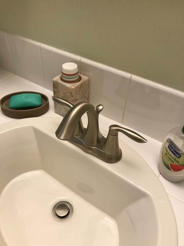 1. Moen Eva Brushed Nickel Two-Handle 4-Inch Centerset Bathroom Faucet