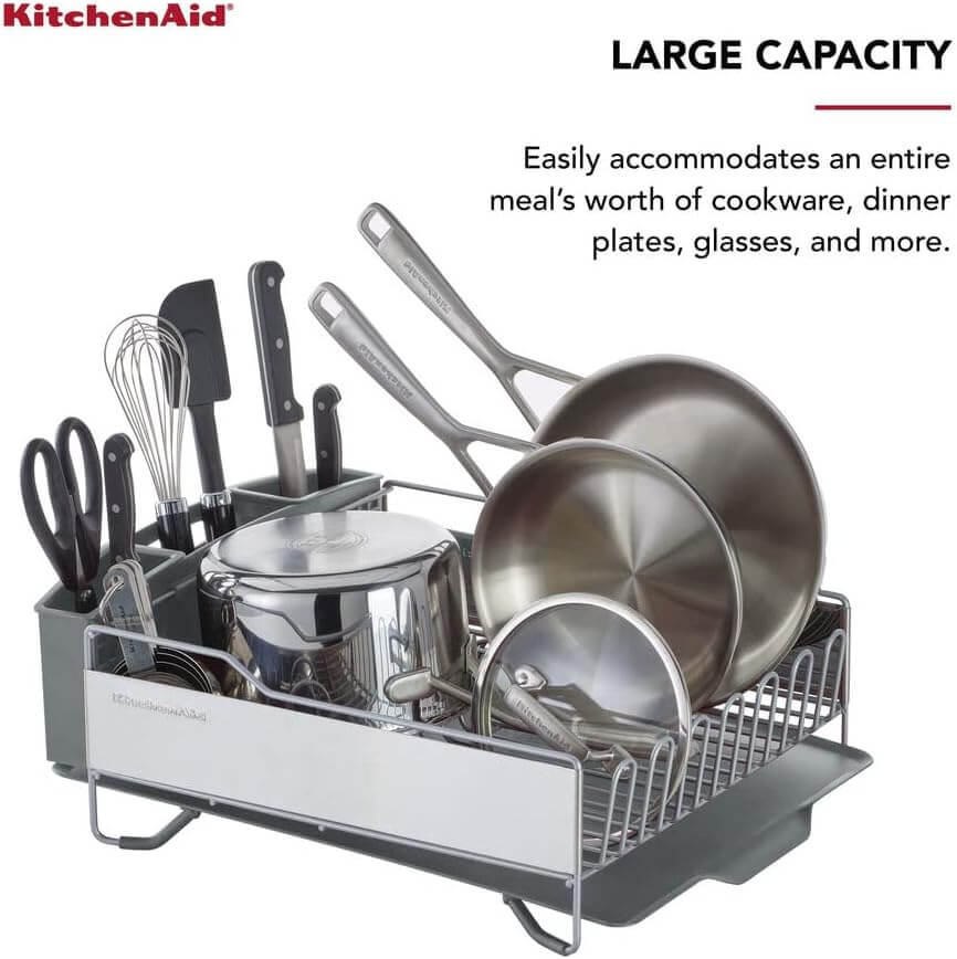 1. KitchenAid KNS896BXGRA Full Size Dish Rack, Light Grey