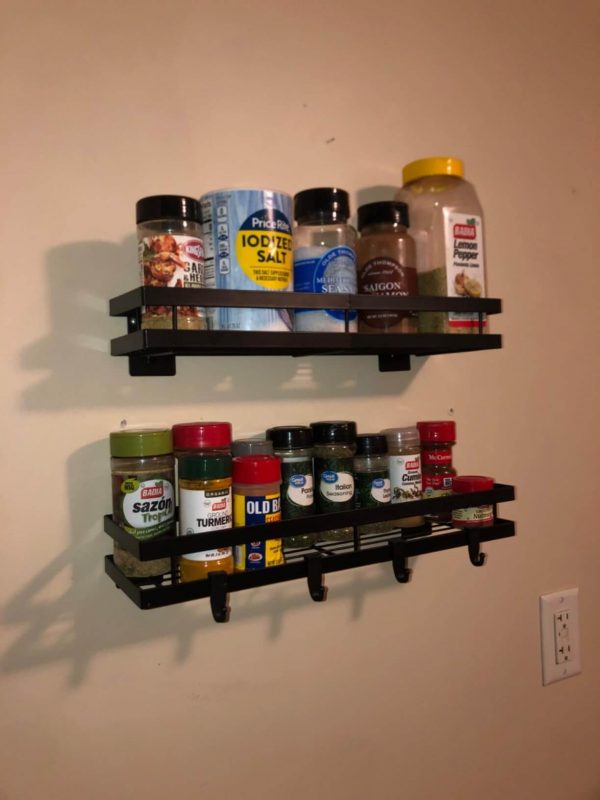 4. Hanging Spice Organizer Rack with paper towel holder