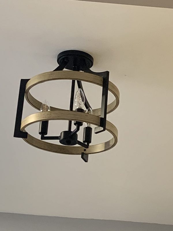 7. Black and White Metal Hanging Lamp Birch Wood Finish Kitchen Dining Room