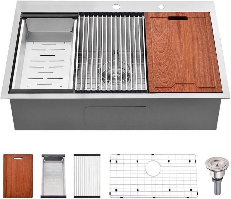 33 In Drop In Kitchen Sink Workstation