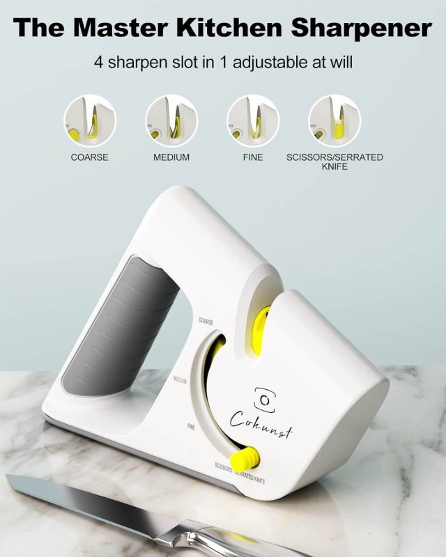 5. COKUNST 4 Stages Knife Sharpener Durable Adjustable Manual for Kitchen