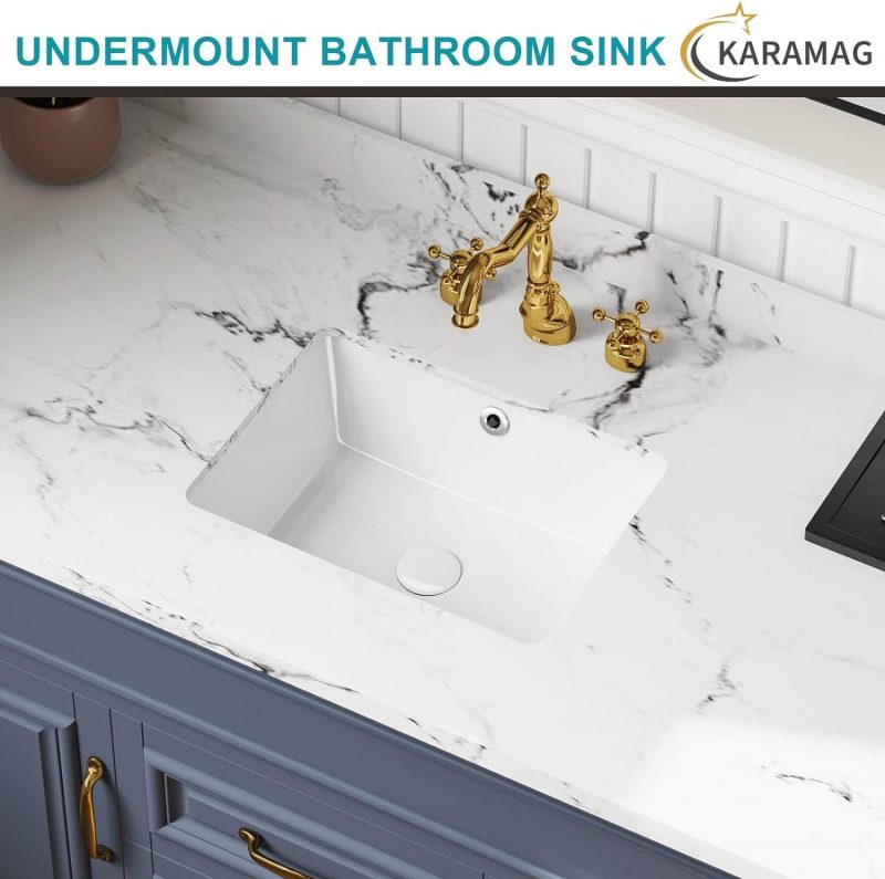 1. Small Rectangular Undermount Sink Ceramic Under Counter Bathroom
