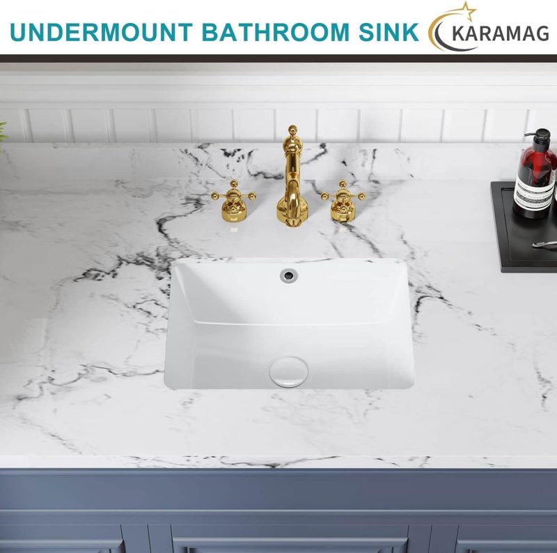 1. Small Rectangular Undermount Sink Ceramic Under Counter Bathroom