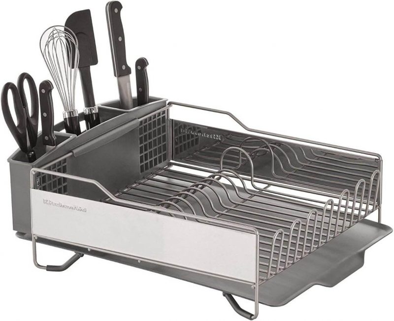 1. KitchenAid KNS896BXGRA Full Size Dish Rack, Light Grey