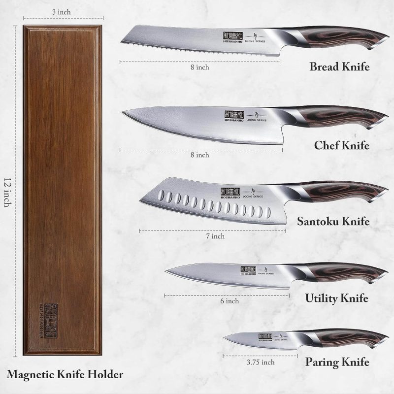 6. HOSHANHO Knife Set with Magnetic Knife Holder