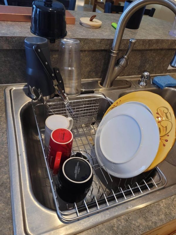 iPEGTOP Large Deep Expandable Dish Drying Rack and Cutlery Holder