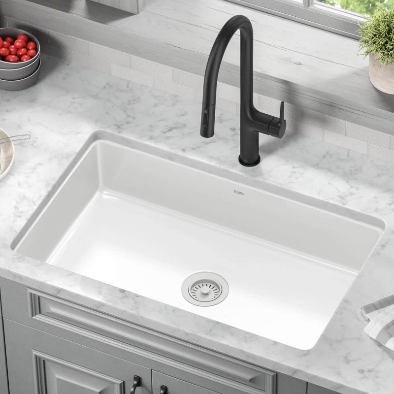 1. Undermount Single Bowl Kitchen Sink in White