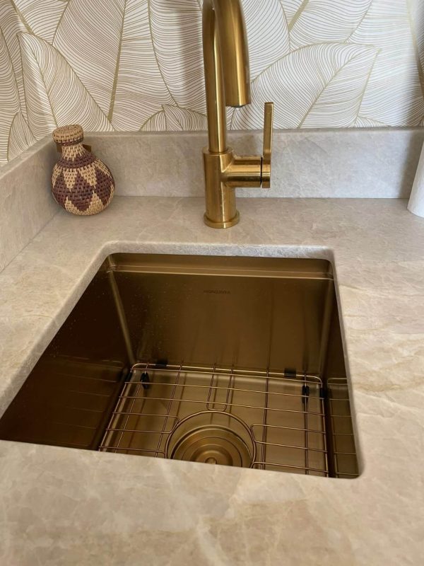 3.MONSINTA Gold Bar Sink, Bar Top Sink, Small Single Bowl Bar Sink 15" x 15"