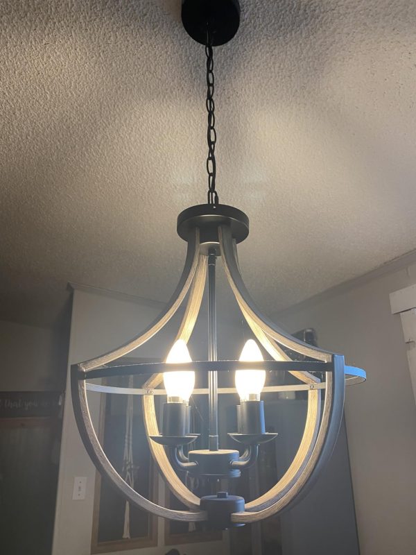 5. Flush Mount Rustic 4 Light dining room ceiling lamp