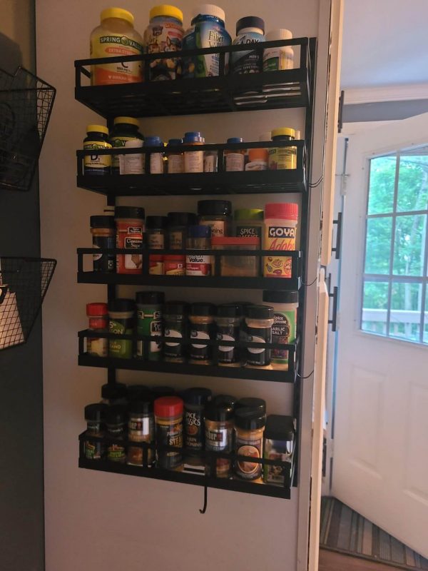 1. Height Adjustable Hanging Spice Rack for Kitchen Pantry Cabinet