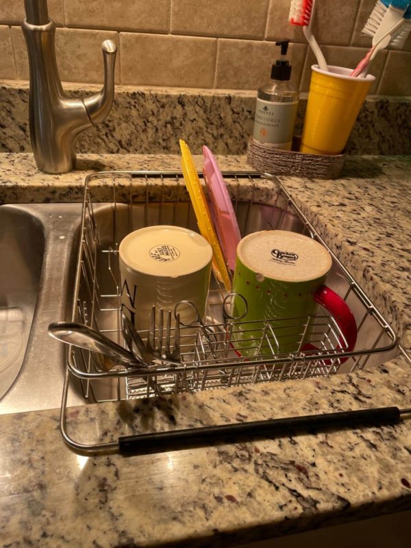 iPEGTOP Large Deep Expandable Dish Drying Rack and Cutlery Holder