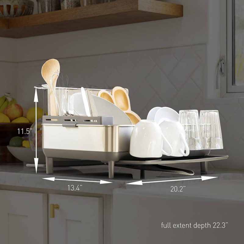 1. Simplehuman Kitchen Dish Drying Rack with Swivel Spout