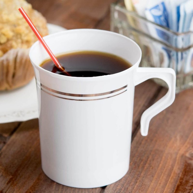 1. BloominGoods 50 Heavyweight Disposable White Plastic 8 oz. Tea Mugs