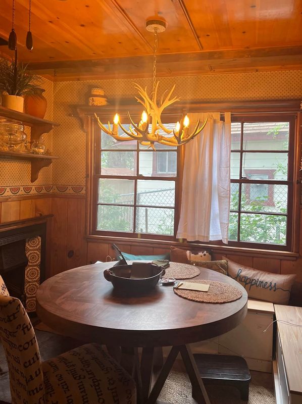 2. LED Hanging Lamp 4 Resin Antler Lights for Dining Room Living Room