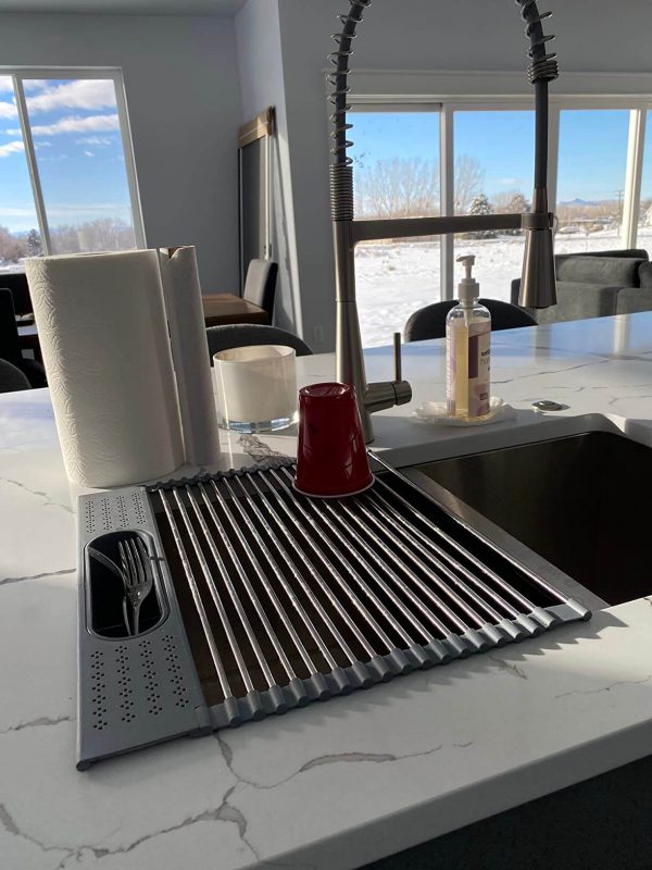 4. LEMIKKLE Roll Up Dish Drying Rack 17.5" x 15.2" SUS 304 Stainless Steel Dish Drainer