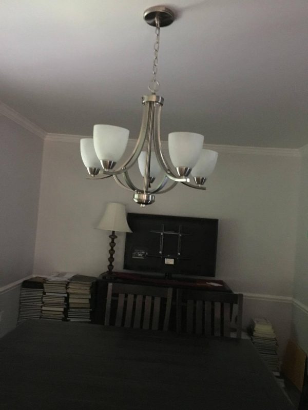5. Contemporary 5 Light Large Chandelier + Alabaster Glass Curtain