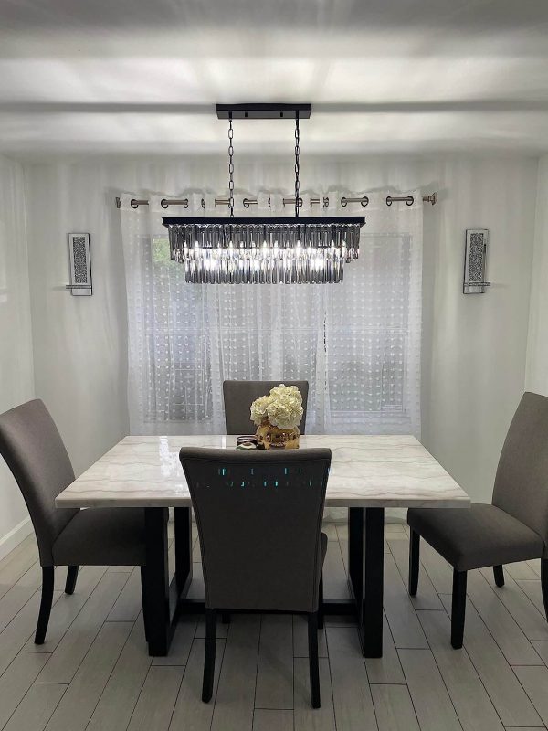 6. Rectangular Black Crystal Chandelier for Living Room