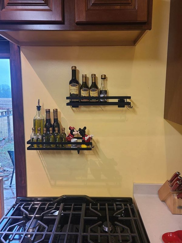 4. Hanging Spice Organizer Rack with paper towel holder