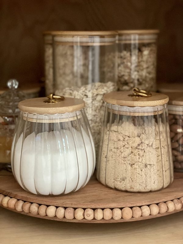 1. Petal Decorative Container with Bamboo Lid Easy to Hold Metal Handle