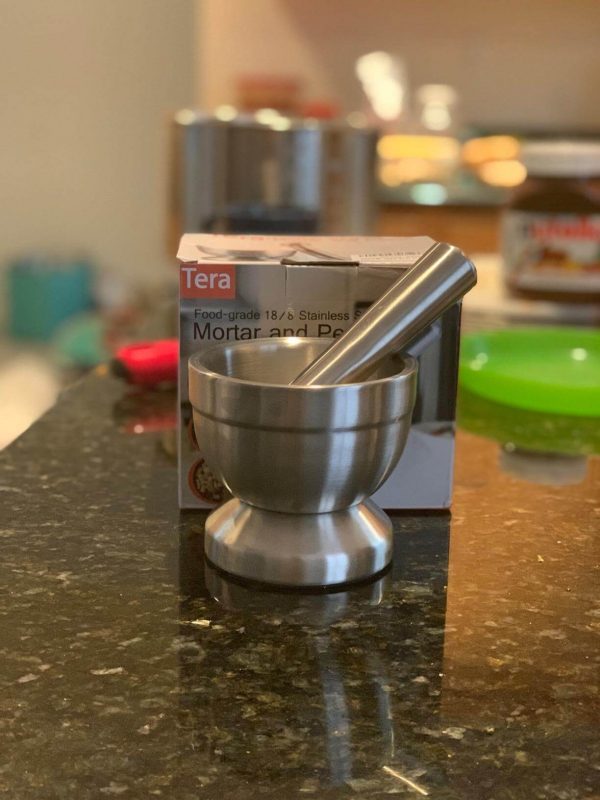 5. Tera 18/8 Stainless Steel Mortar and Pestle with Brush