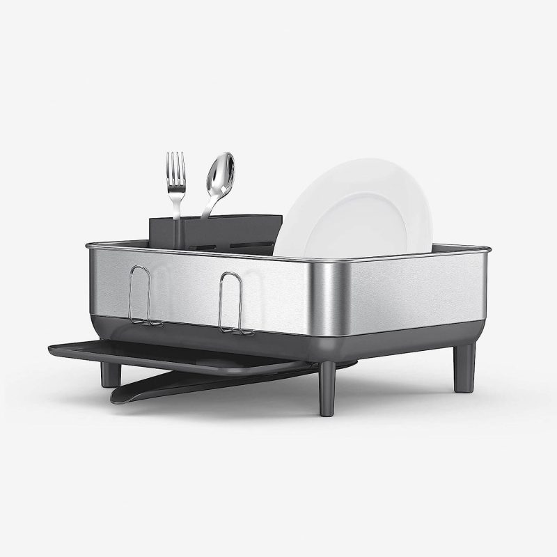 4. simplehuman Compact Kitchen Dish Drying Rack with Swivel Spout