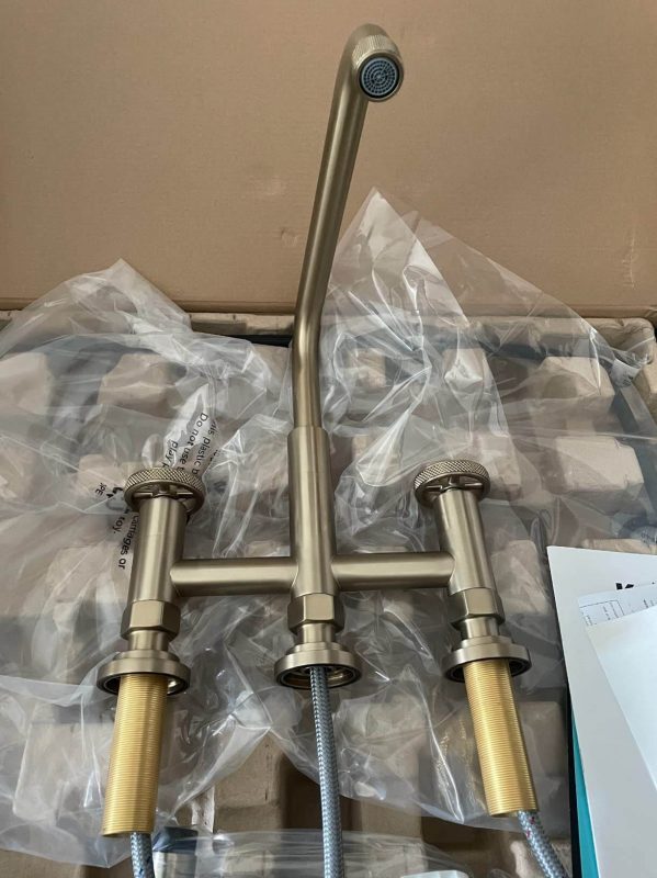 1. KRAUS Urbix Industrial Bridge Kitchen Faucet