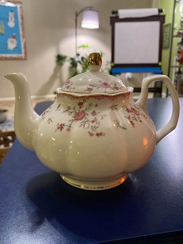 4. fanquare 21 Piece Vintage Porcelain Tea Set