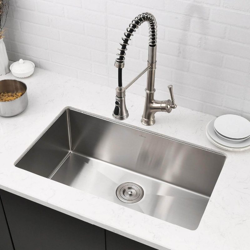 APPASO Undermount 30 Inch Single Bowl Kitchen Sink, Commercial Handmade Kitchen Sink in 10 Inch Stainless Steel 16 Inch HS3018