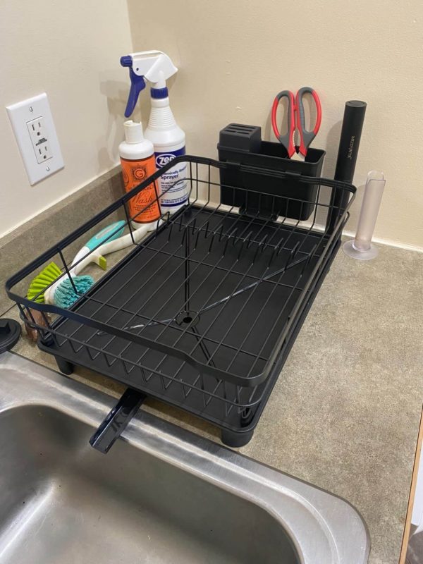 AIDERLY Iron Dish Drying Rack with Drainboard Dish Dryer