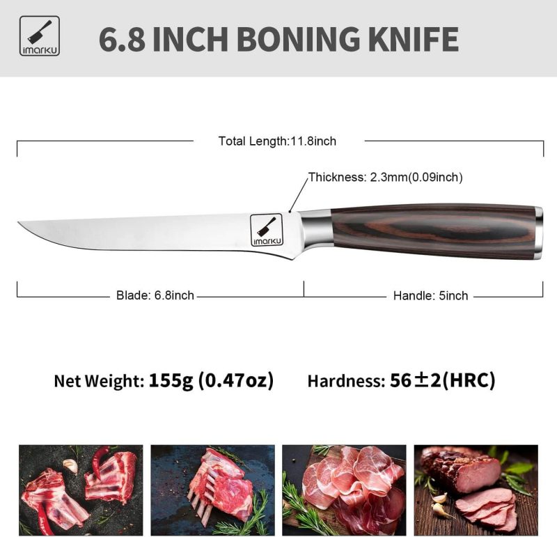 Imarku Boning Knife, Professional Grade Stainless Steel Fillet Boning Knife