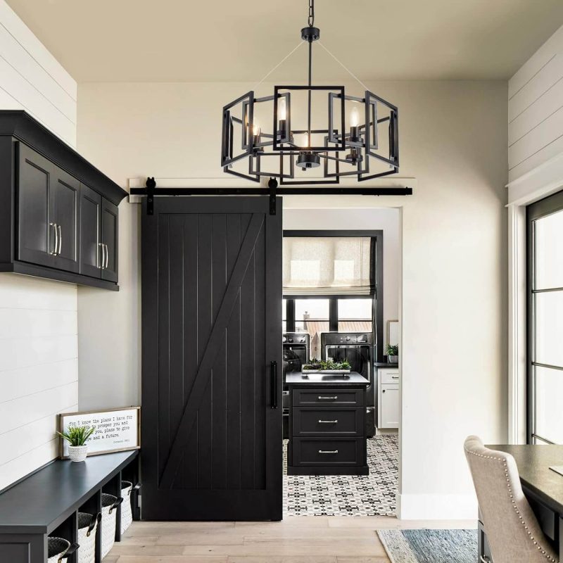 2. MhyTogn Industrial Style Chandelier, with Matt Black Finish