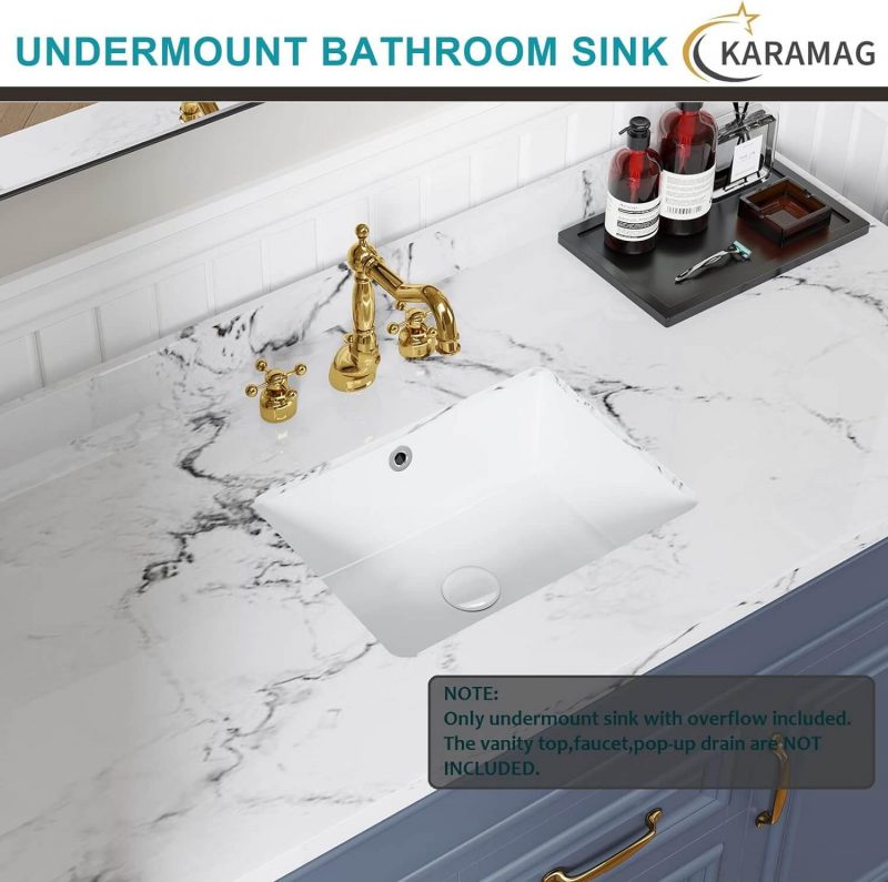 1. Small Rectangular Undermount Sink Ceramic Under Counter Bathroom