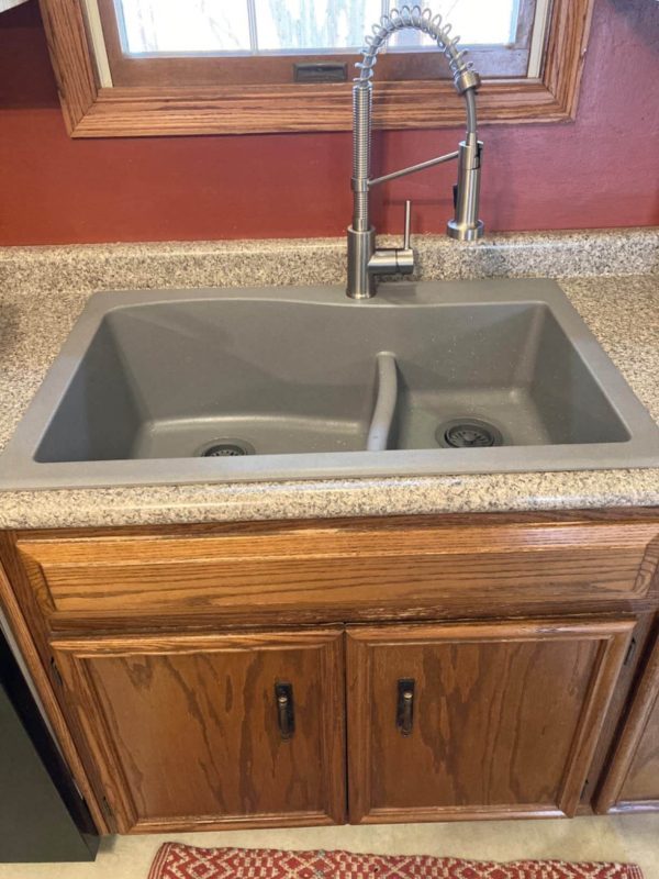 2. Kraus Quarza Kitchen Sink | 33-Inch 60/40 Bowls | Grey Granite | KGD-442 model