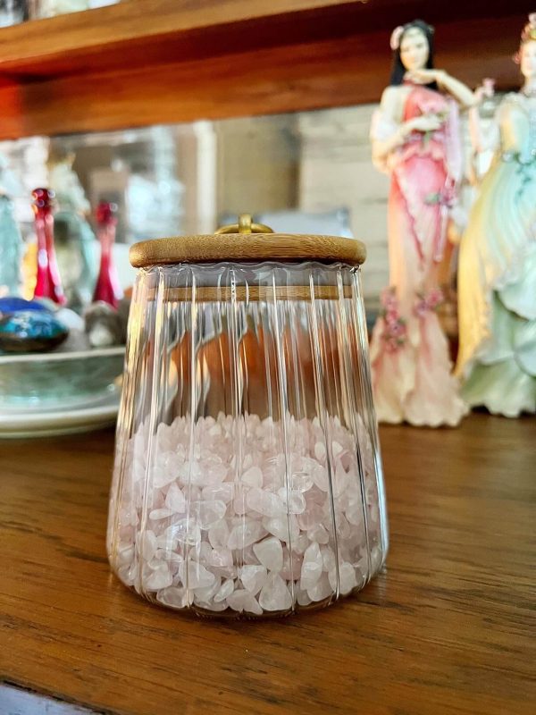 1. Petal Decorative Container with Bamboo Lid Easy to Hold Metal Handle