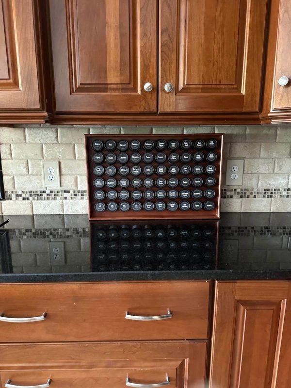 3. AllSpice Wooden Spice Rack, Includes 30 4oz Jars- Bamboo