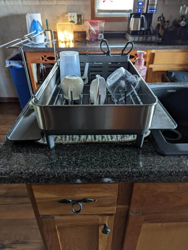 1. Simplehuman Kitchen Dish Drying Rack with Swivel Spout