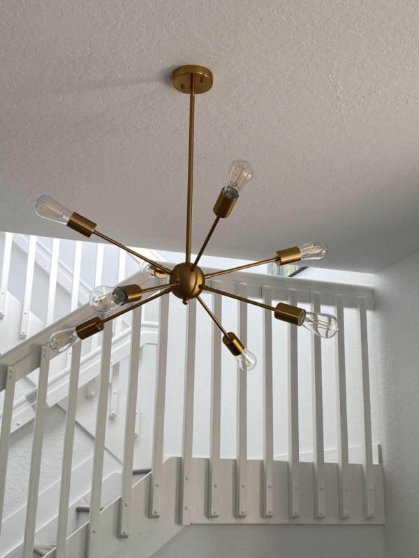 3. Contemporary Chandelier 8 Lights Brushed Brass Modern Pendant Lighting