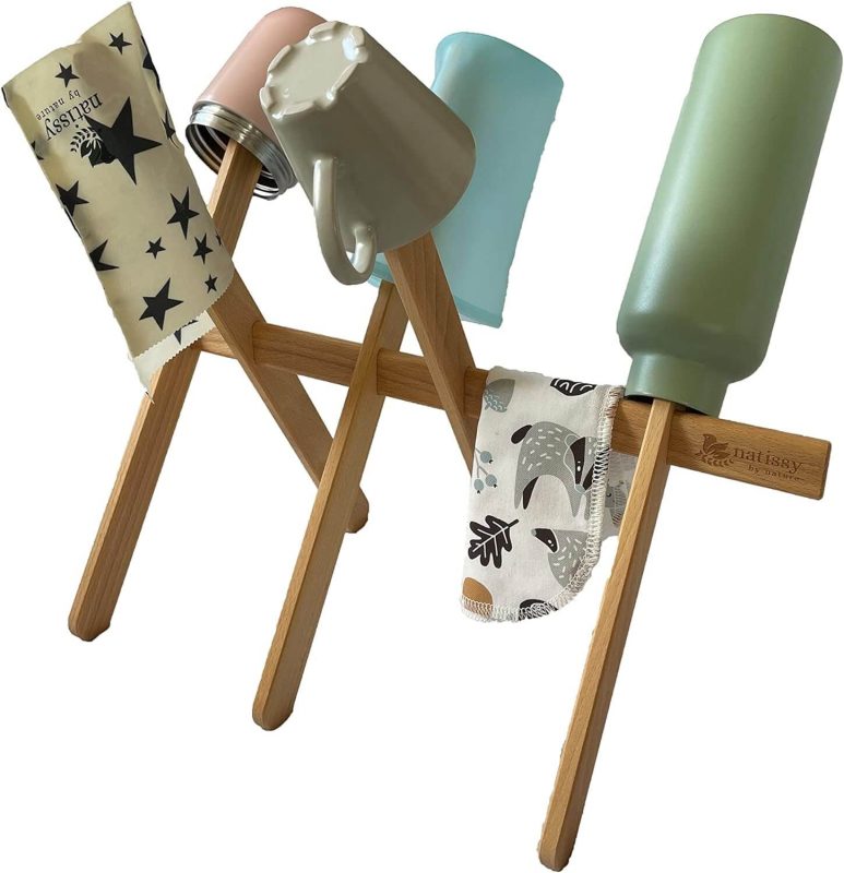 4. Wooden Dish Drying Rack, for Baby Bottles, Cups, Cups, Bags, Wrappers