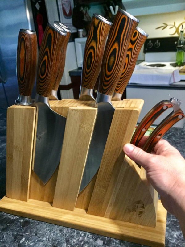 3. TUO 8pcs Knife Set, Japanese Kitchen Chef Knife Set with Wood Block